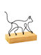 Διακοσμητική Γάτα Meow 565tnl1251 17x8x17cm Natural-black Aberto Design Μέταλλο Ξύλο