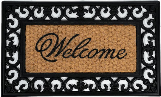 Sdim Entrance Mat Coir Rubber Non-Slip Backing Gazelle 501 Welcome 45x75cm