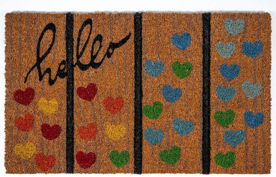Sdim Entrance Mat Coir Non-Slip Backing Ruco Style 007 Hello Hearts 45x75cm