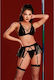 Ophelias Traum Dessous Schwarzes Wet-Look-Set 108130