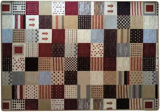 Sdim Μοκέτα Αντιολισθητικό Υπόστρωμα Patchwork 001κ΄΄οκκινο-καφέ Σετ 67x150cm 2τμχ & 67x200cm
