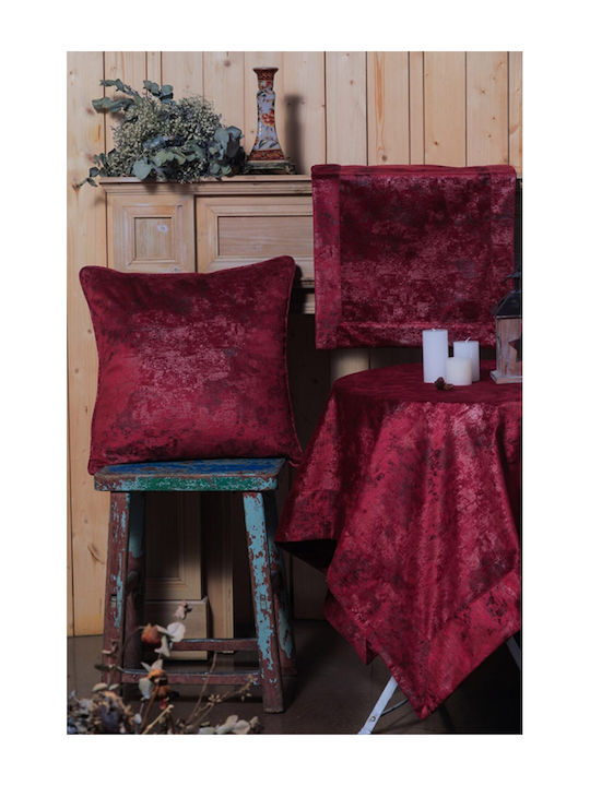Placemats Pls-tb1084 Velvet Leather Red Wine Velvet Leather 100%pol 100×100 Liolios Home
