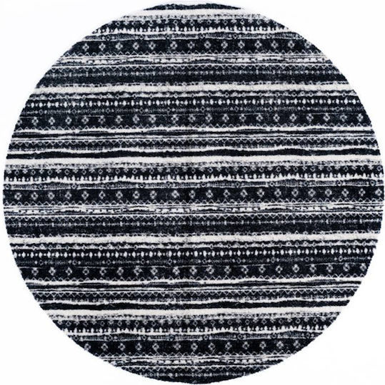Sdim Round Kitchen Mat Non-Slip Base Universal 088 Ethnik Black Φ100cm