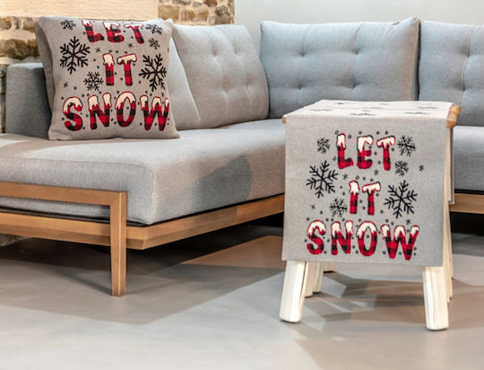 Χριστουγεννιάτικη Τραβέρσα Let It Snow 100% Cotton Knitted 45×150 Liolios Home