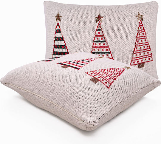 Liolios Home Pernă Tricotată din Bumbac 100% cu Brad de Crăciun 50×50 Liolios Home
