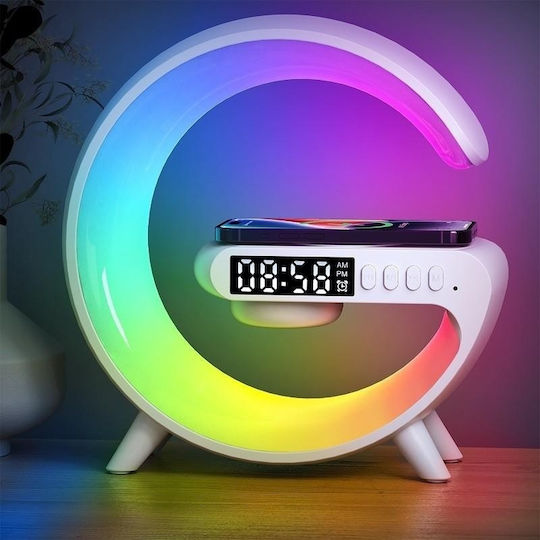 Έξυπνη Λάμπα Led Rgb Rgb Led Ηχείο Bluetooth Φόρτιση 15w Κινητό Ρολόι Μηχανή Ήχου 15x15x5.5cm Λευκό