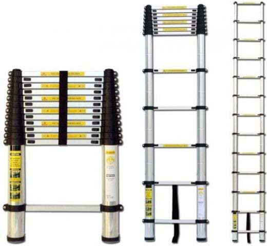 Telescopic Ladder Aluminum 9 of Steps with Maximum Height 2.6m