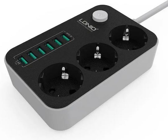 Захранваща лента Безопасност 3 Позиции с 6 USB-A