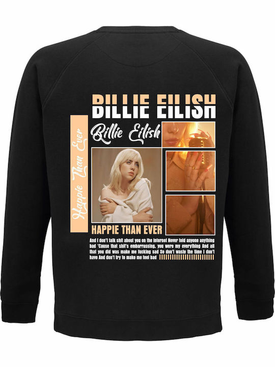 Sweatshirt Unisex Organic " Billie Eilish Fanart " Back Print Black