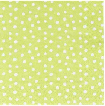 Luncheon Party Napkins Spring Green Small Dots 16.5x16.5cm Caspari 20 Pieces