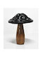 Tabletop Decorative Mushroom Wood & Metal Brown Black 11.5x11.5x14cm