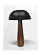 Tabletop Decorative Mushroom Wood & Metal Brown Black 14x14x23cm