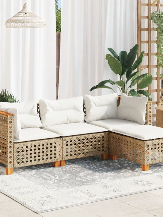 Γωνιακός Καναπές Εξωτερικού Χώρου Rattan με Μαξιλάρια