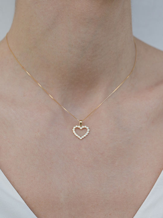 Kritsimis Necklace with design Heart from Gold 14K