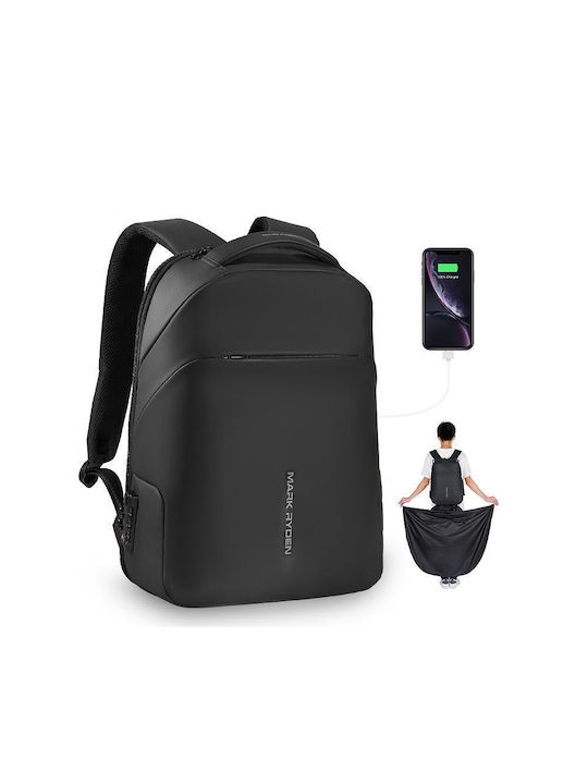 Mark Ryden Rucsac Impermeabil pentru Laptop 15.6" cu Port USB în Culoare Neagră