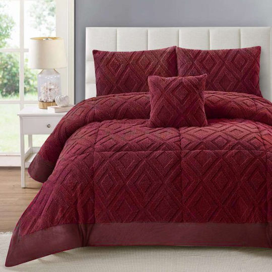 Borea Husă de pătură Super Dublu 220x240cm Rhombus Bordeaux