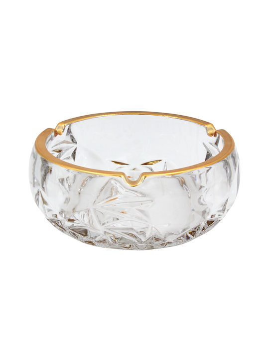 Glass Ashtray Φ15x6.3 cm Transparent Gold Kesko...