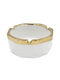 Ceramic Ashtray 9x9x4 cm White Gold Keskor 77100