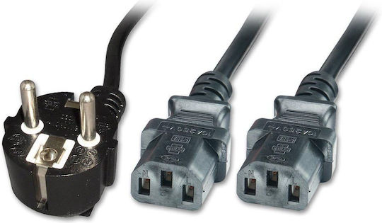 Microconnect IEC C13 / Schuko - IEC C13 / Schuko Кабел 1.8м Черен (PE011318)