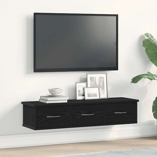 Dulap Suspendat pentru Sufragerie din Placă Aglomerată Negru și Stejar 88x26x18.5cm