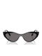 Vogue Women Sunglasses With Black Horn-Rimmed Frame And Grey Lens