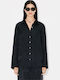 Peonies Long Sleeve Women's Silky Shirt Black