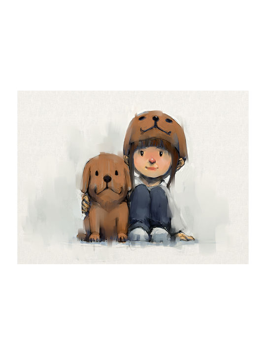 Kids Poster Girl with Puppy 40x30cm