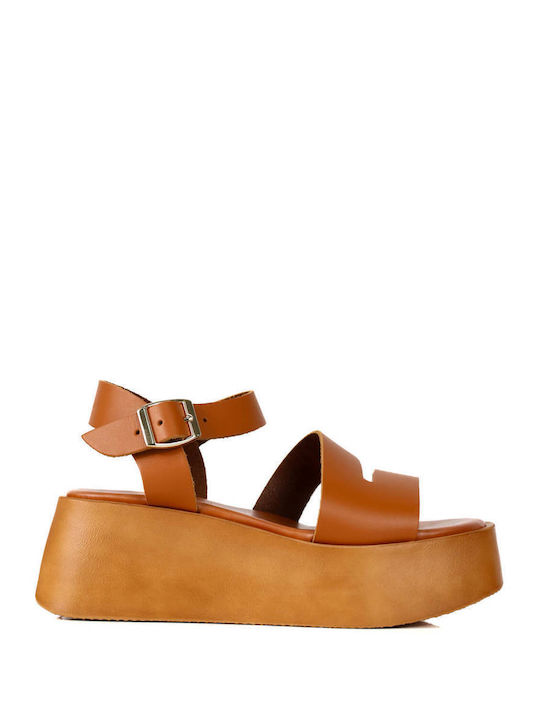 Tan Leather Flatforms Modern Design