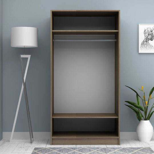 Misra Δίφυλλη Ντουλάπα Συρόμενη 94x52x182cm Καρυδί