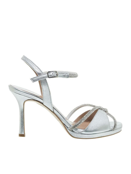 Mourtzi Leather Sandals Silver