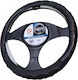 Car Steering Wheel Cover XY-050 Leather Black with Red Stitching