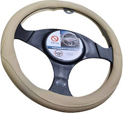 Car Steering Wheel Cover made of Leatherette Beige with Beige Stitching