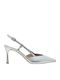 Leather Silver Heels with Strap