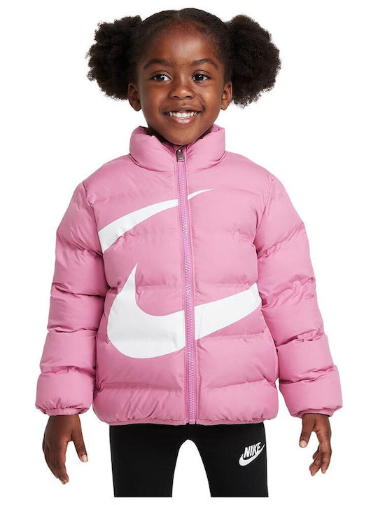 Kids' Sports Jacket with Lining Pink Swoosh