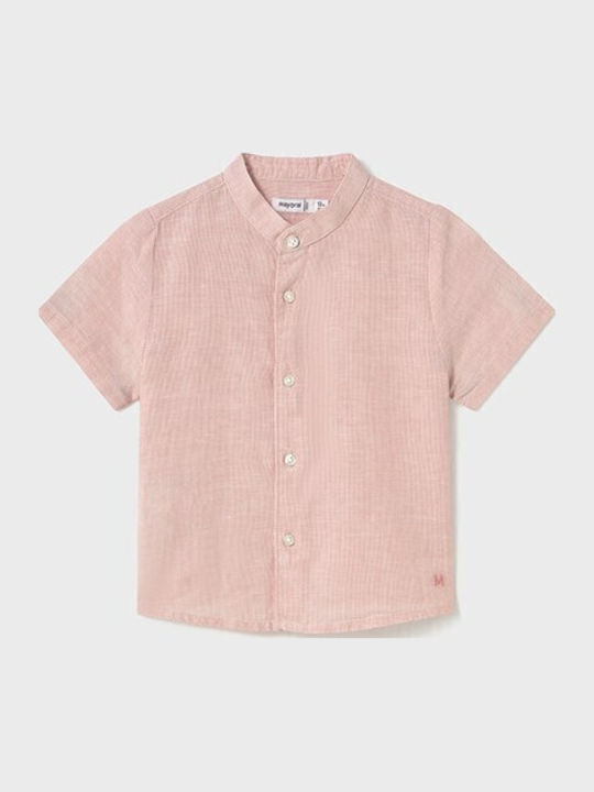 Kids Striped Shirt Short Sleeve Linen White, Red