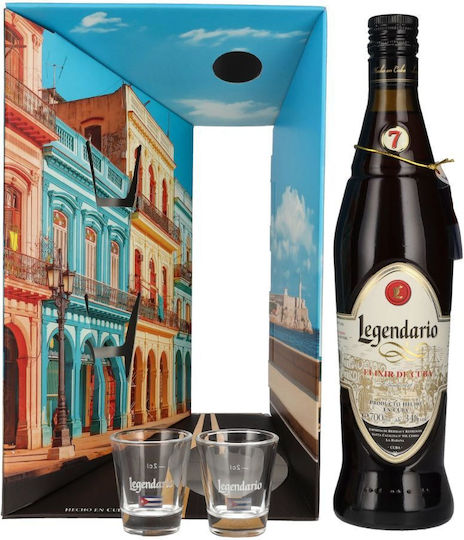 Legendario Elixir De Cuba 7yo Rum 700ml 2 Ποτήρια Σφηνάκια