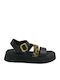 Δερμάτινα Γυναικεία Σανδάλια Flatforms Black Leopard
