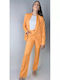 Women's Orange Set with Pants in Slim Fit