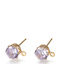 Messing-Tropfenohrringe mit Stahlstecker & Flieder-Zirkon, 14k vergoldet, 8mm, 4er-Set