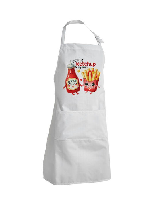 Koupakoupa Ketchup To My Fries Αδιάβροχη Ποδιά Κουζίνας Λευκή 40x22cm KP_28875_apron-bbq-adult