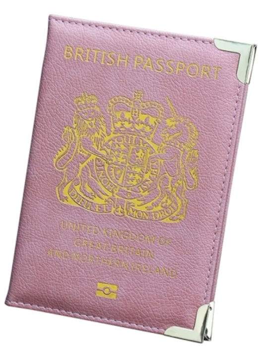 Britischer Reisepasshülle Leder Metall Schutzpasshülle Rosa