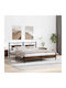 King Size Wooden Brown Bed with Slats for Mattress 183x213cm