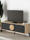 Έπιπλο Τηλεόρασης Gora από Μέταλλο & Ξύλο Sapphire Oak - Silky Black Μ140xΠ35.6xΥ51cm