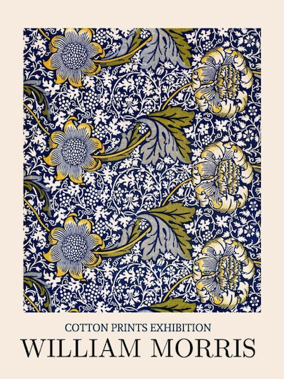 William Morris "Blaue Chrysantheme" Leinwanddruck 40*60 cm Nur Leinwand