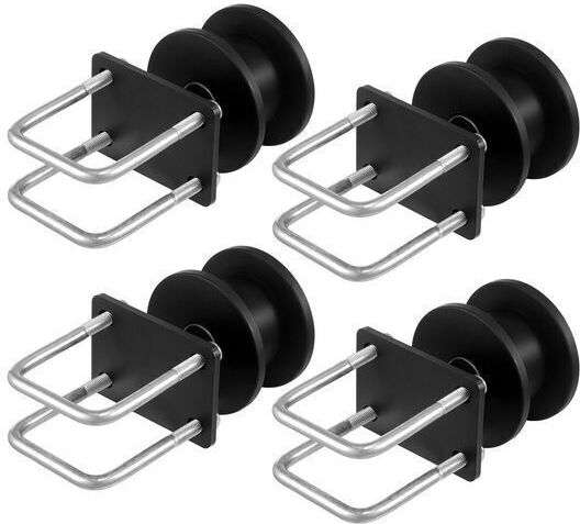 Set 4 Rollers Mounting Support Sliding Gates Steel 150 × 293.6 Mm Compatible Rectangular Pipe