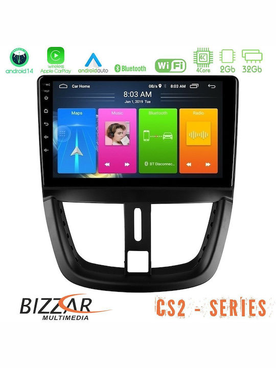 Bizzar Ηχοσύστημα Αυτοκινήτου για Peugeot 207 2007 (Bluetooth/USB/AUX/WiFi/GPS/Apple-Carplay/Android-Auto) με Οθόνη Αφής 9"