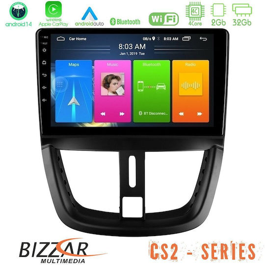 Bizzar Ηχοσύστημα Αυτοκινήτου για Peugeot 207 2007 (Bluetooth/USB/AUX/WiFi/GPS/Apple-Carplay/Android-Auto) με Οθόνη Αφής 9"