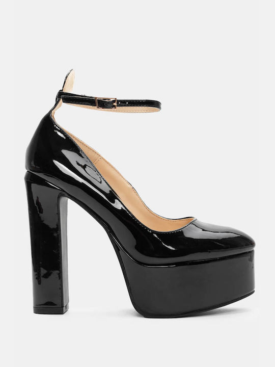 Luigi Black Heels with Strap