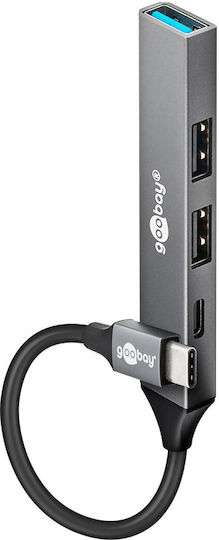Goobay Hub 4 Θυρών USB 3.2 με σύνδεση USB-C Γκρι