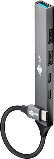 Goobay USB-Hub 5 Anschlüsse USB 3.2 mit USB-C Verbindung Grau